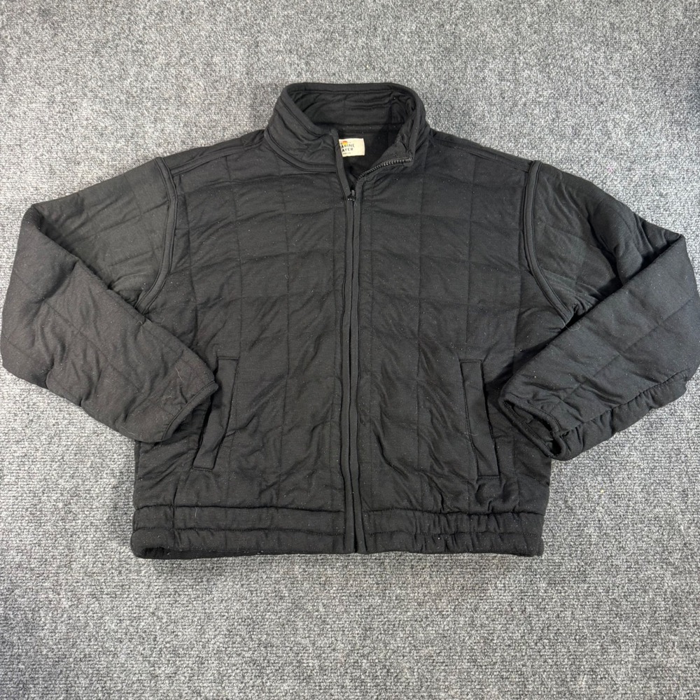 Marine Layer Womens Medium Black Quilted Full Zip Bomber Jacket Mock Neck
